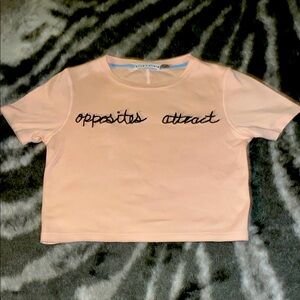 Alice + Olivia Pink Graphic Crop Tee